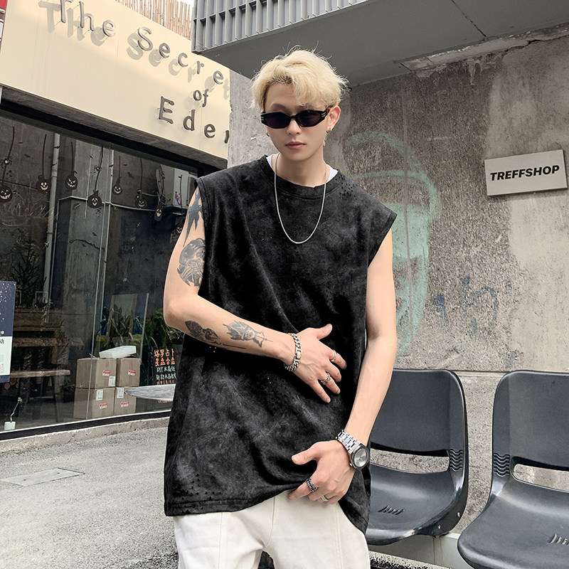 纯棉韩版打底背心潮流圆领男女同款宽松休闲免烫无袖T恤HY569TP35,男装T恤,电商A102B