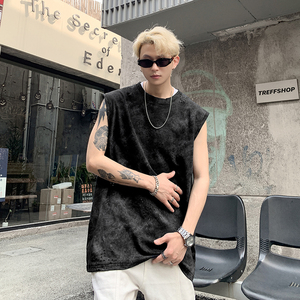 纯棉韩版打底背心潮流圆领男女同款宽松休闲免烫无袖T恤HY569TP35图片