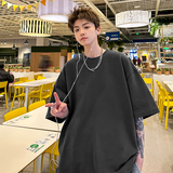 大地色系短袖t恤男圆领宽松男士纯白色打底衫2024夏新款HY33TP16，男装T恤，电商A102B