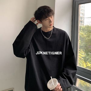 美式ins风宽松圆领打底衫长袖T恤内搭上衣潮牌衣服HY497TP20图片