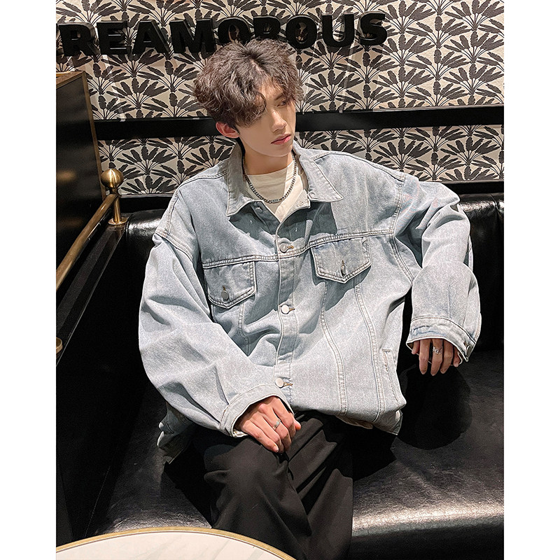 男女款慵懒风情侣百搭上衣美式夹克衫高街牛仔外套HY28P70控98，男装工装外套，电商A102B