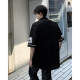 棒球服衬衫复古开衫外套日系男短袖t恤夏季宽松衬衣HY332TP45控69，男装T恤，电商A102B