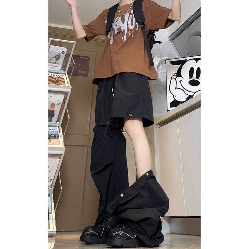 简约休闲百搭款运动裤美式vibe高街潮流可拆卸五分裤K555P45控68，男装牛仔裤，电商A102B