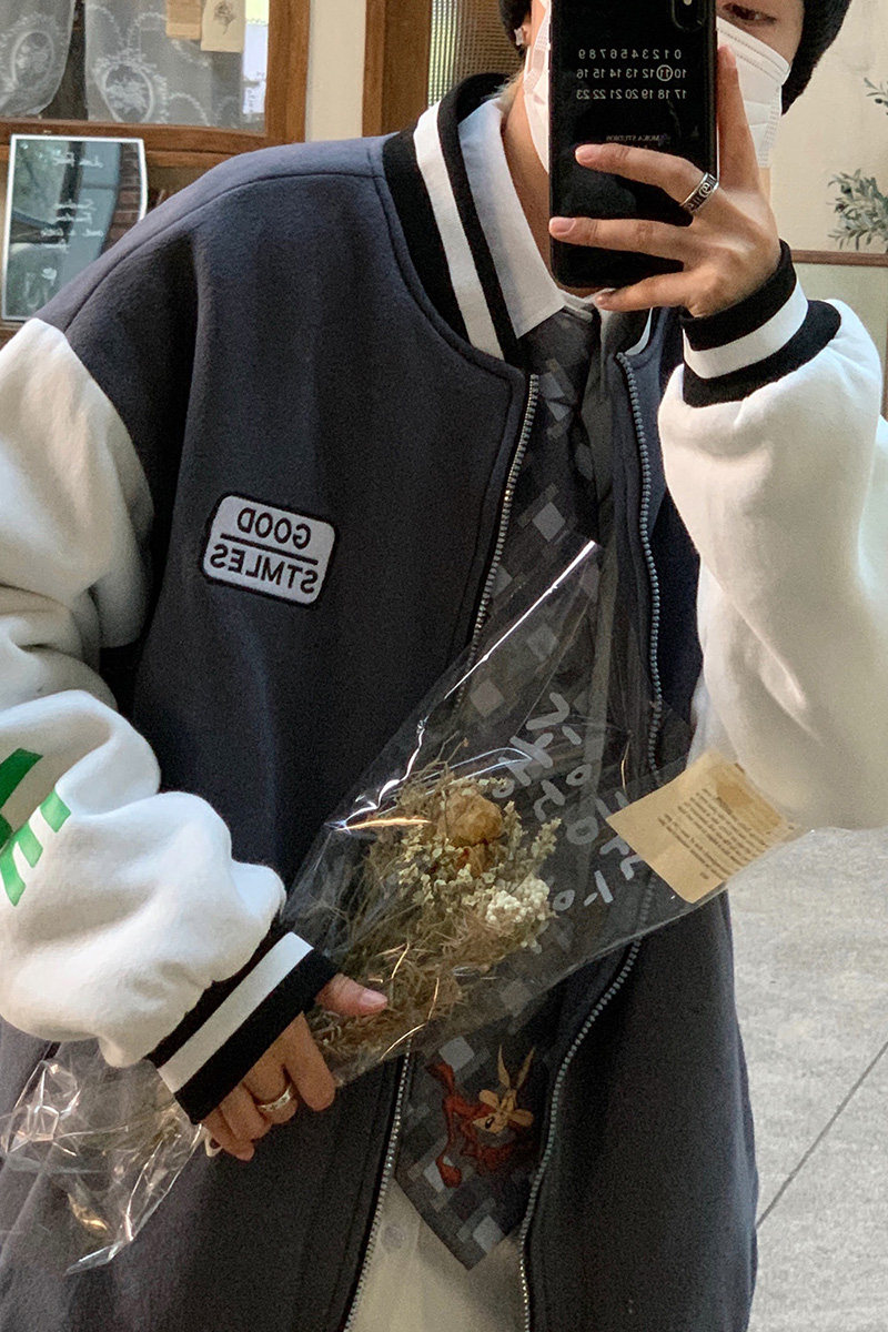 棒球服加绒加厚棉服情侣冬季撞色棉衣宽松防寒外套HY21P85控98,男装棉衣,电商A102B