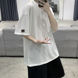 夏季圆领短袖T恤男简约纯色百搭上衣ins潮宽松情侣HY47P30，男装T恤，电商A102B