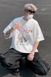 美式小众设计感印花打底衫纯棉重磅圆领T恤衫百搭款HY539TP25控38，男装T恤，电商A102B