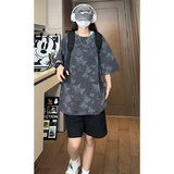 百搭款蝴蝶破洞高街短袖美式圆领纯棉休闲短袖打底衫HY556TP38，男装T恤，电商A102B