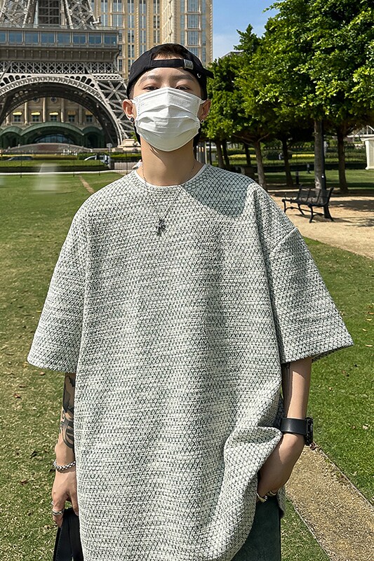 休闲百搭款小香风打底T恤衫圆领透气舒适纹理短袖HY541P45控68,男装T恤,电商A102B