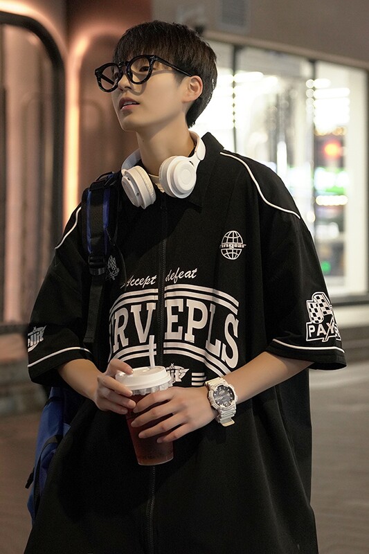2023美式衬衫短袖t恤男Polo衫冰球服潮牌潮流体袖夏HY332TP45控69,男装Polo衫,电商A102B