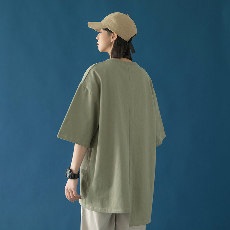 不规则t恤男女短袖纯色内搭T恤宽松上衣白色打底衫INSHY30,男装T恤,电商A102B