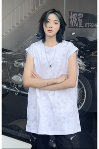 男女同款潮流圆领纯棉打底背心韩版宽松休闲免烫无袖T恤HY569TP35图片