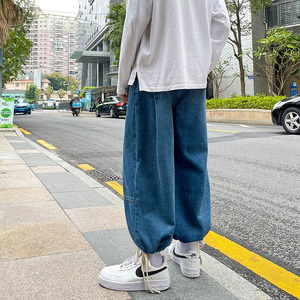 灯笼裤复古直筒牛仔裤男女宽松显瘦束脚韩版阔腿裤T图片