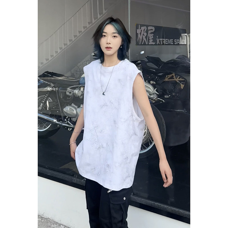 男女同款韩版宽松休闲免烫无袖T恤潮流圆领纯棉打底背心HY569TP35,男装T恤,电商A102B