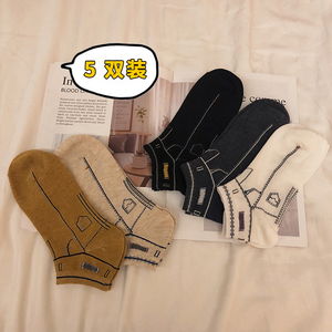 INS原宿短袜韩版运动短袜男女学生百搭情侣透气棉质袜子W18TP20图片