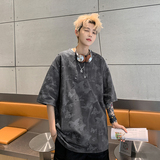 美式高街百搭款蝴蝶破洞短袖纯棉圆领休闲短袖打底衫HY556TP38，男装T恤，电商A102B