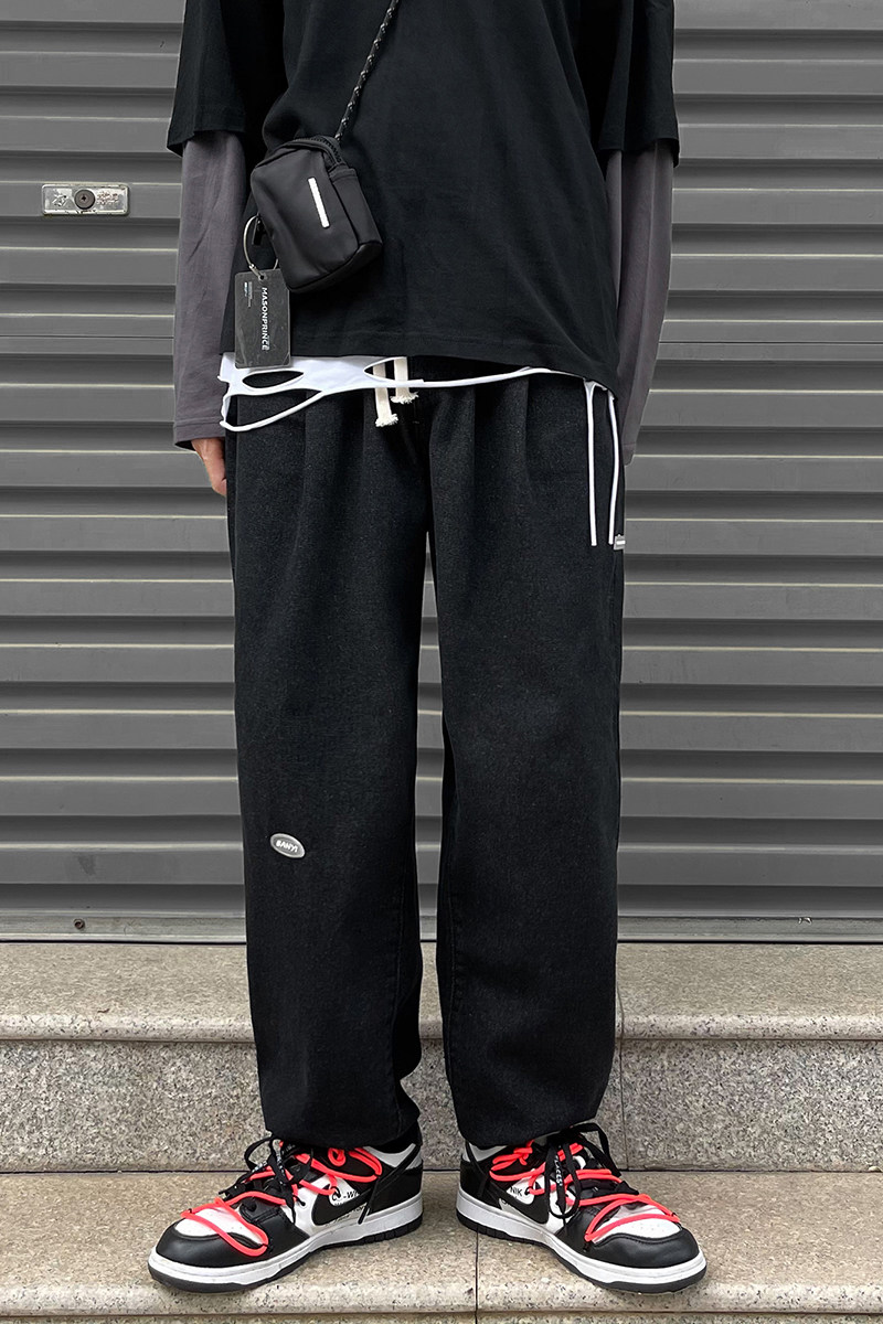 2021春抽绳束脚直筒牛仔裤男宽松简约贴标休闲长裤K105TP45控58,男装牛仔裤,电商A102B
