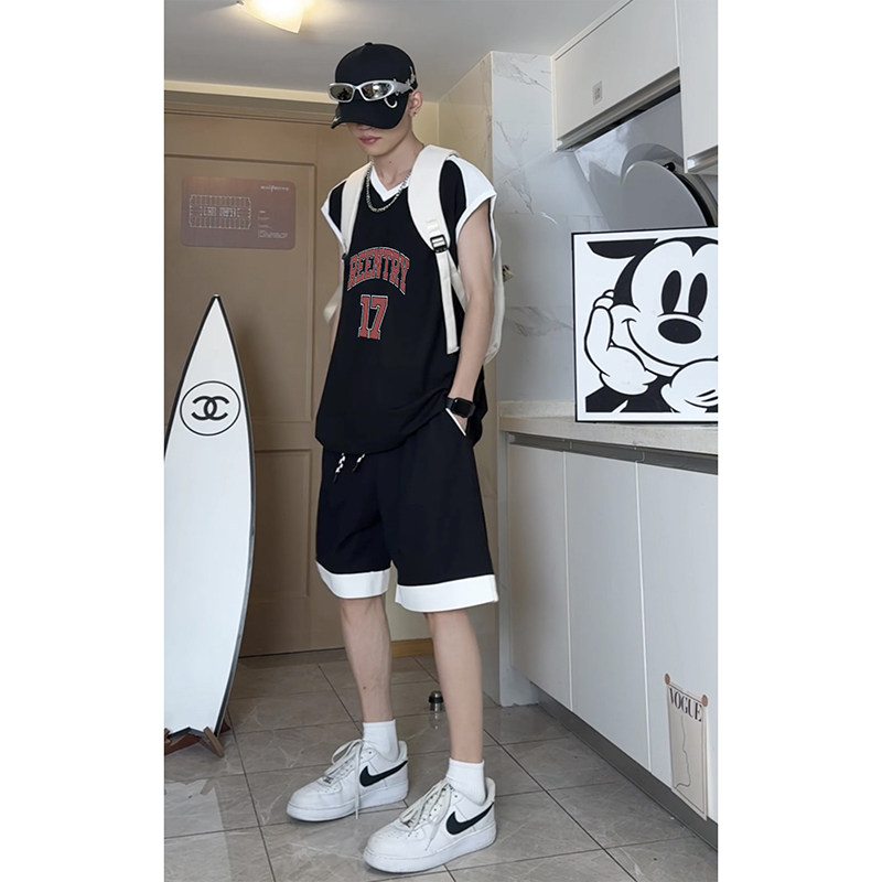 美式高街17号篮球服voersize宽松休闲无袖外穿运动服套装T12TP55,男装衬衫,电商A102B