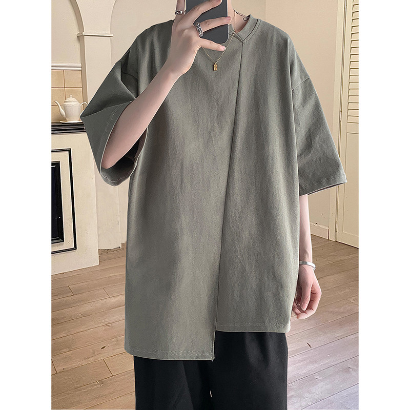 新款潮流时尚夏季圆领短袖T恤大码男小众设计打底衫HY30TP35控48,男装T恤,电商A102B