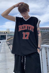 时尚潮流17号运动服美式高街外穿宽松休闲无袖篮球服套装T12TP55图片