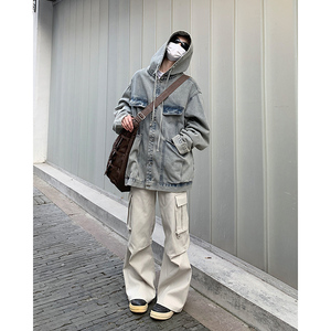 韩版潮牌ins风宽松设计学生外套痞帅夹克衫牛仔上衣HY482P95控139图片
