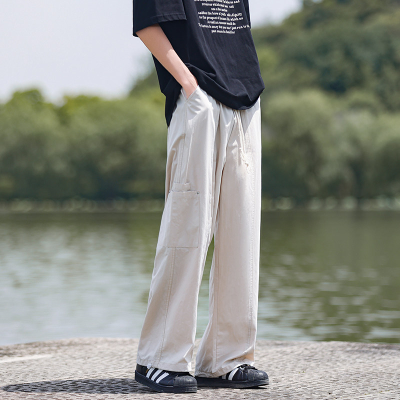 薄款裤子防蚊男生简约休闲裤ins风日系宽松直筒裤K566TP38,男装休闲裤,电商A102B