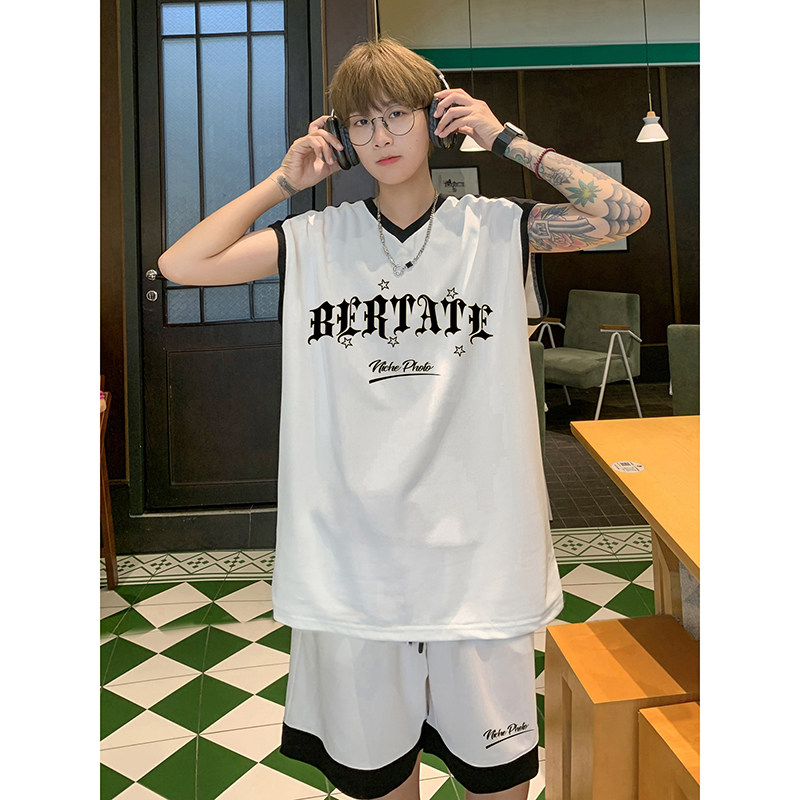 美式外穿篮球运动服套装新款潮流无袖宽松休闲运动服T13TP55,男装衬衫,电商A102B