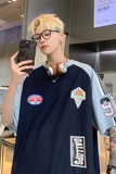 潮牌印花篮球服T恤美式街头潮牌拼接色ins风上衣HY536TP35控58，男装T恤，电商A102B