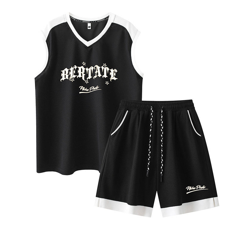 美式潮流oversize无袖宽松休闲运动服外穿篮球运动服套装T13TP55图片