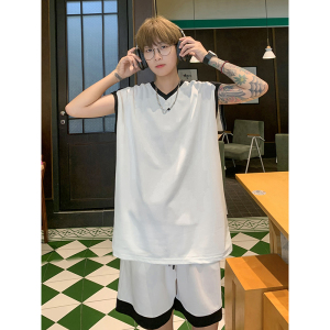 高街美式外穿无袖篮球运动服背心套装（可二开）T10TP50控78图片
