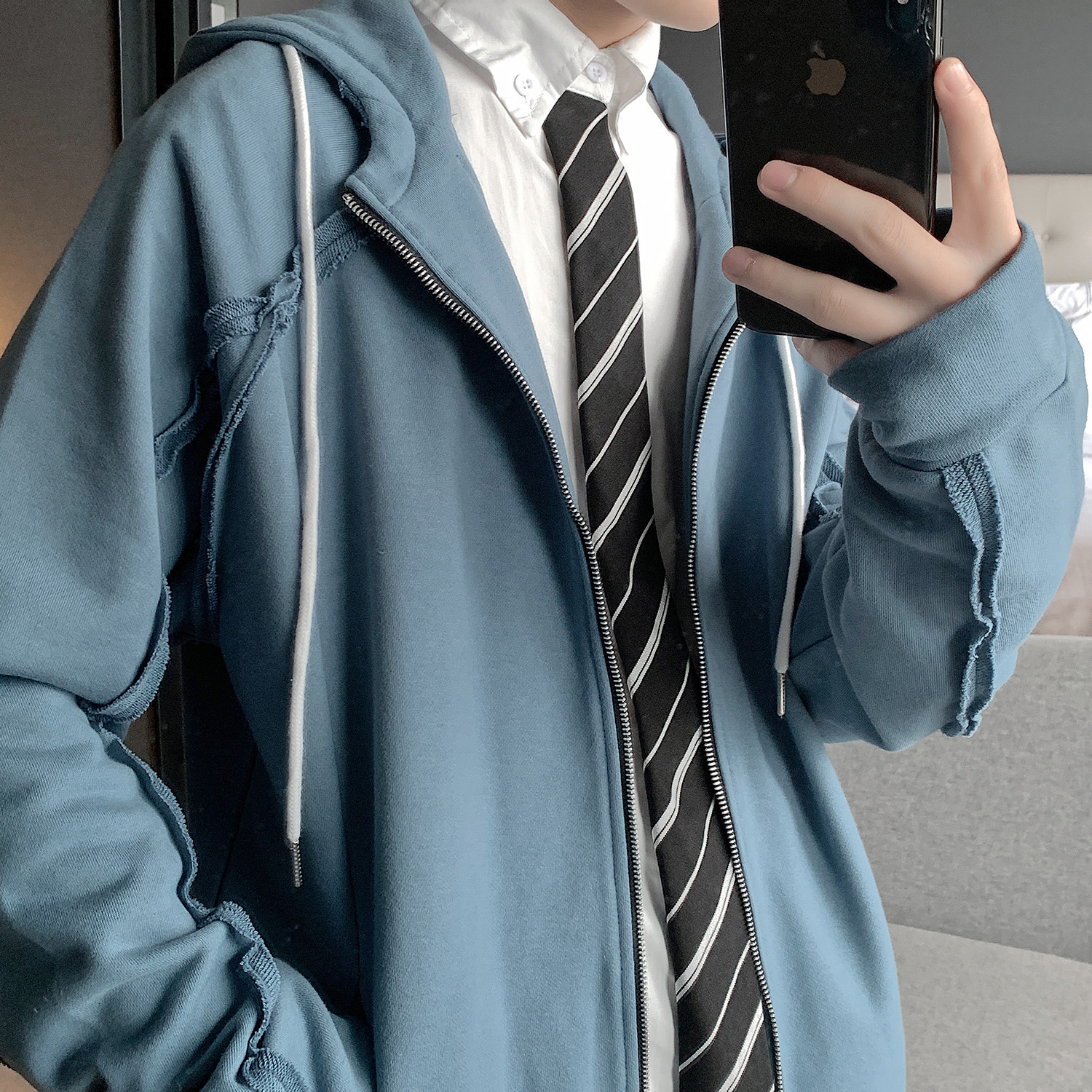 春季连帽开衫卫衣外套新款个性宽松盐系ins潮棒球服HY08图片