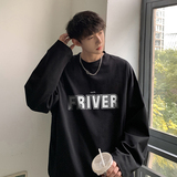 wassuphappy长袖t恤男秋冬季美式潮流内搭上衣服情侣百搭打底衫，男装T恤，电商A102B