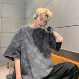 百搭款纯棉圆领休闲短袖打底衫美式高街蝴蝶破洞短袖HY556TP38，男装T恤，电商A102B