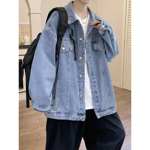 美式高街牛仔外套港风夹克男女慵懒风百搭上衣情侣款HY28P70控98图片