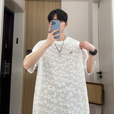 镂空设计圆领短袖T恤青春流行休闲百搭款T恤衫HY538TP35控58，男装T恤，电商A102B