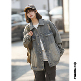 美式高级感牛仔外套男新款破洞牛仔工装夹克衫HY481TP65控98，男装工装外套，电商A102B