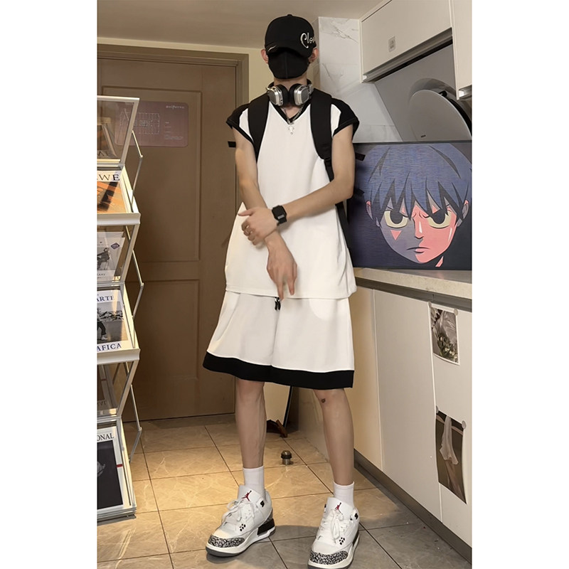 美式高街外穿无袖篮球运动服背心套装宽松休闲透气T10TP50控78,男装衬衫,电商A102B