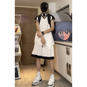 美式高街外穿无袖篮球运动服背心套装宽松休闲透气T10TP50控78图片