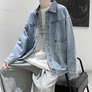 彩虹男士牛仔衣服复古宽松翻领夹克港味外套潮流HY04TP60控78图片