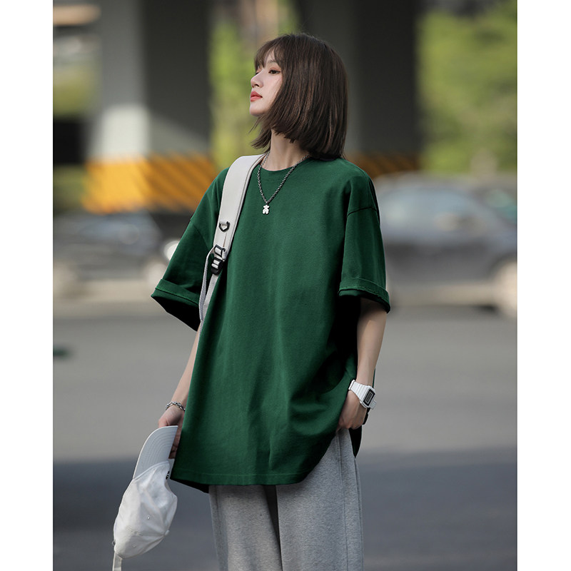 日系复古情侣夏季ins纯色短袖t恤宽松白色打底衫半袖男女HY33TP16,男装T恤,电商A102B