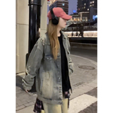 潮牌破洞牛仔工装夹克衫情侣款美式高级感牛仔外套HY481TP65控98，男装卫衣，电商A102B