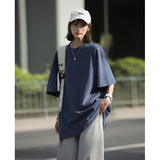 情侣夏季ins纯色短袖t恤宽松白色打底衫日系复古半袖男女HY33TP16，男装T恤，电商A102B