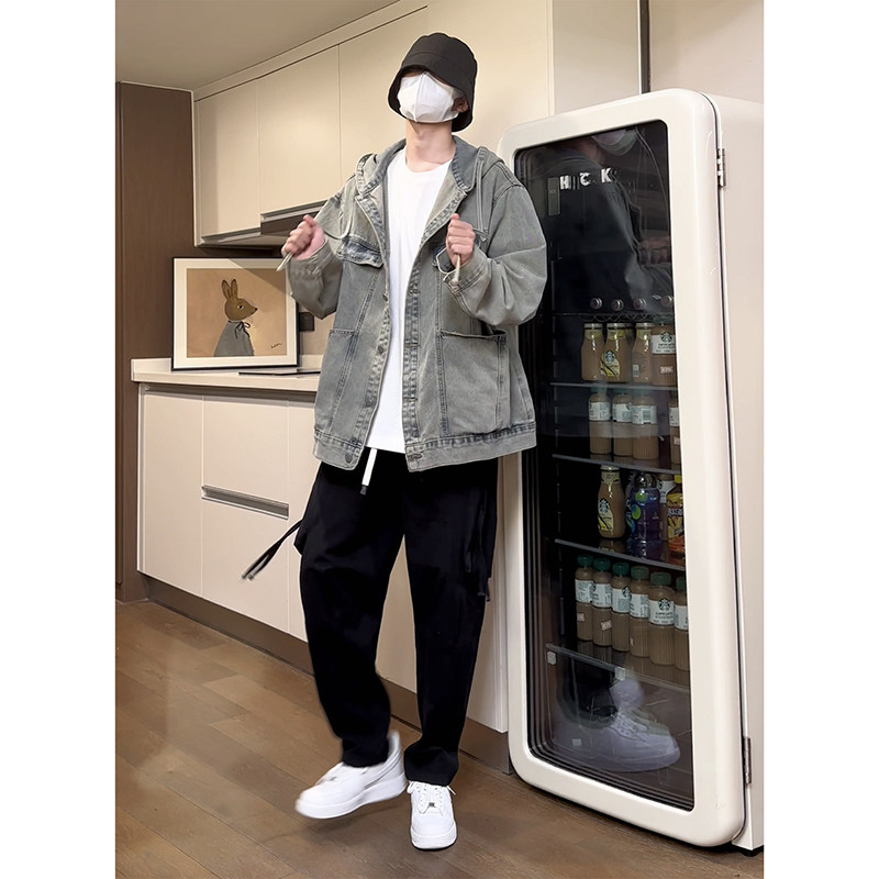 韩版潮牌ins风小众设计学生外套痞帅夹克衫牛仔上衣HY482P95控139,男装夹克,电商A102B