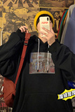 潮牌复古油画印花宽松连帽卫衣男女加绒加厚帽衫HY20TP55控68，男装卫衣，电商A102B