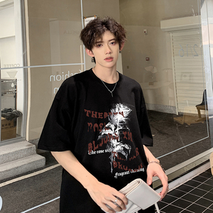 男女同款玫瑰花短袖多色纯棉印花打底衫夏季情侣HY560TP25控39图片