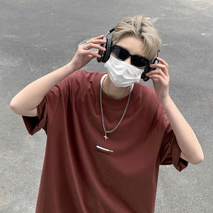 美式潮牌短袖圆领宽松印花情侣款T恤街头打底衫HY525TP20控39图片