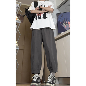 日系工装裤阔腿裤情侣款灯笼裤宽松简约休闲长裤K199TP50控75图片
