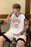 高街美式外穿无袖篮球服套装时尚潮流宽松休闲17号运动服T12TP55，男装衬衫，电商A102B