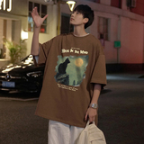 夏季情侣ins风纯棉多色印花打底衫男女同款短袖T恤HY559TP25控39，男装T恤，电商A102B