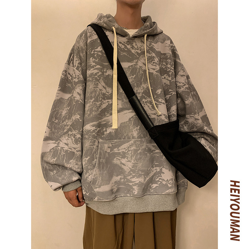 连帽卫衣男秋季美式hiphop潮牌ins高街宽松重磅衣服HY220P65控88图片