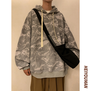 连帽卫衣男秋季美式hiphop潮牌ins高街宽松重磅衣服HY220P65控88图片